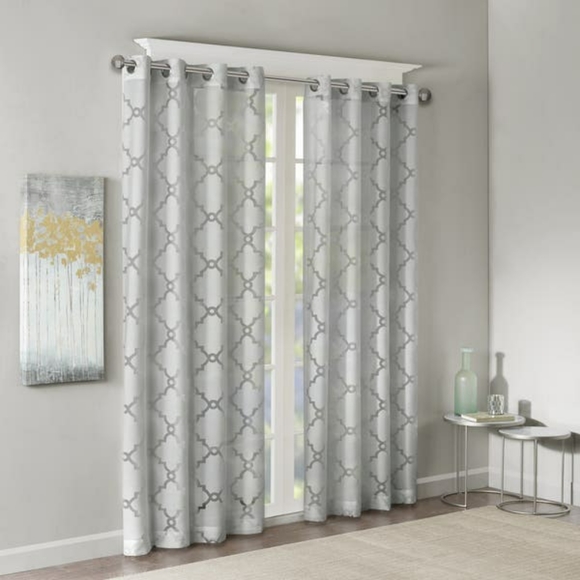 🆕️ Madison Park Fretwork Sheer Window Curtains - Picture 2 of 5